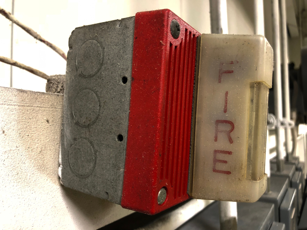 close-up of a fire alarm system