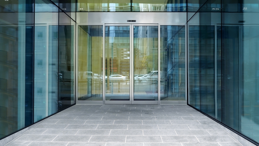 automatic door in front of commercial business